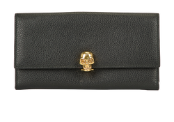 Alexander McQueen Embellished Skull Long Wallet, Leather, Black, MII, 2*